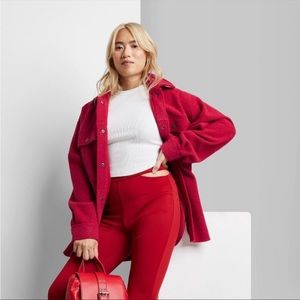 Wild Fable Women’s Cozy Shacket in Dark Red - Size Small